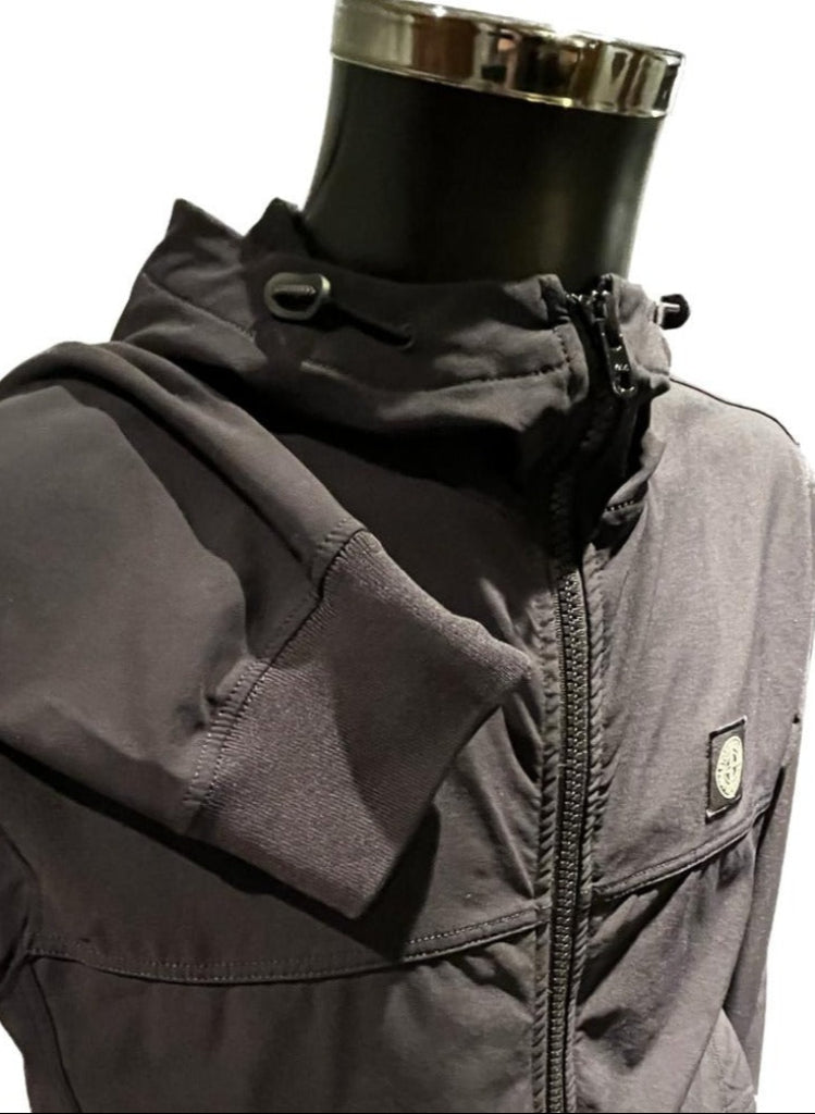 Stone Island Black Hooded Jacket - Cuff