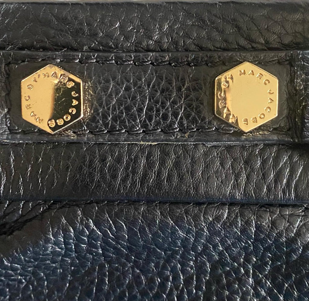 MARC JACOBS Black Leather Wristlet Bag
