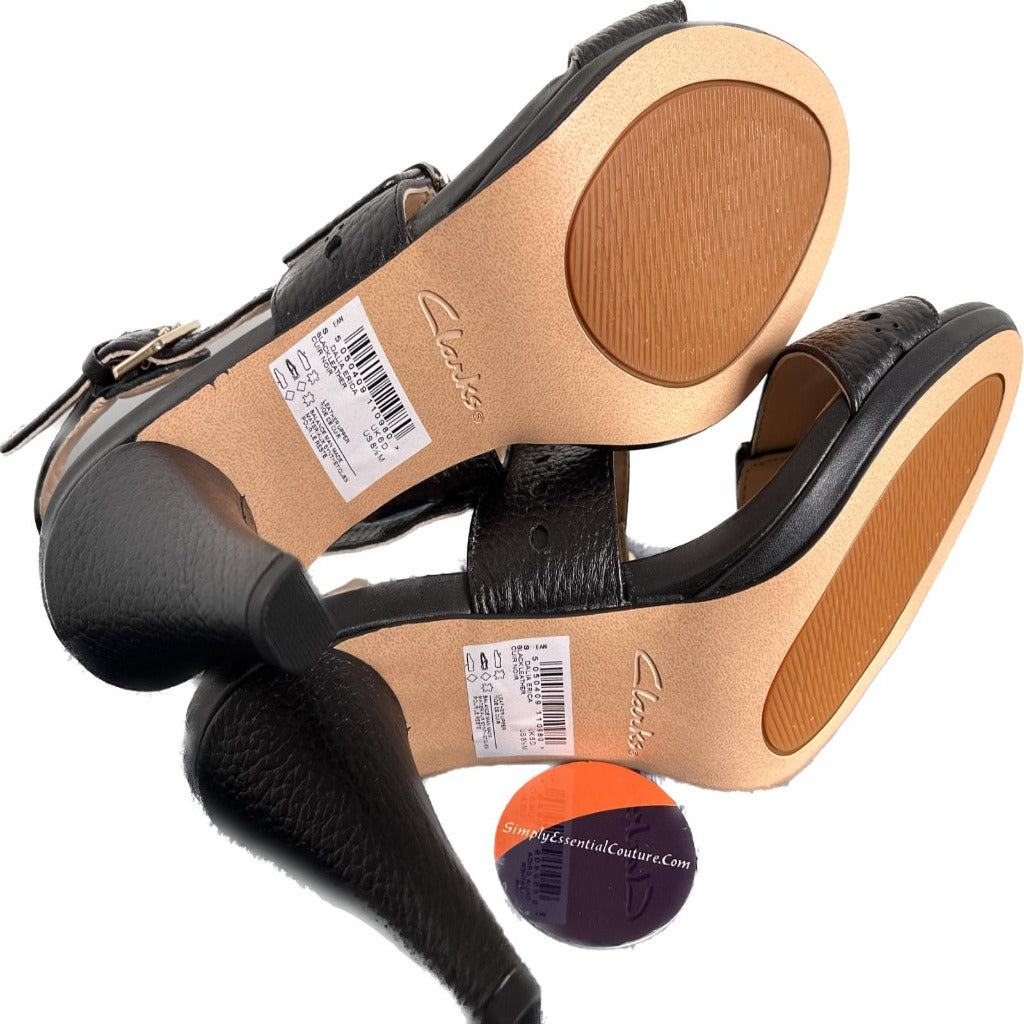 Clarks Black Leather Sandals - Size UK6D