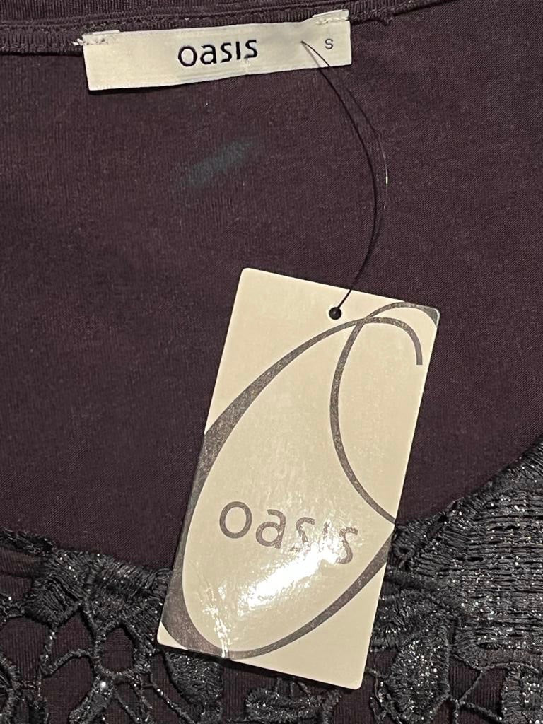 OASIS Black Lace Sparkly Top New Tag