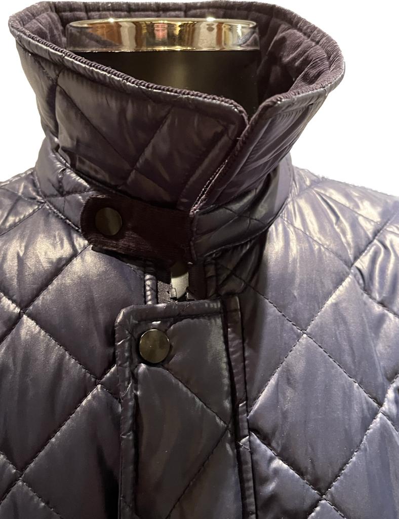 Barbour Navy Quilted Jacket - Size L - Collar