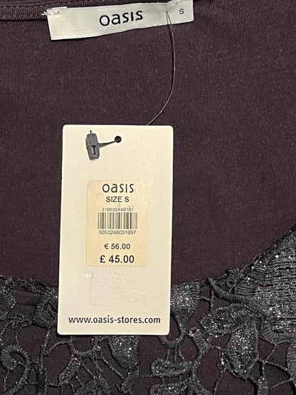 OASIS Black Lace Top - UK S - RRP £45