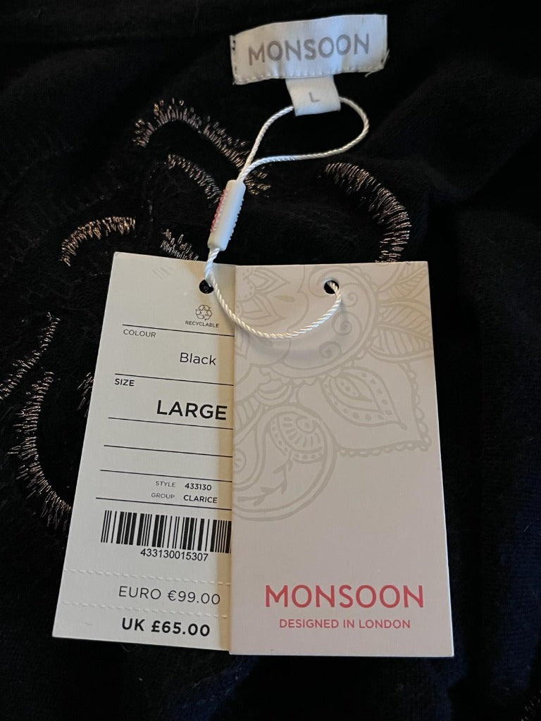 Monsoon Black Patterned Cardigan - RRP