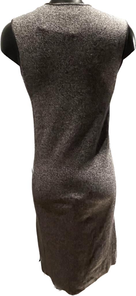 ZARA KNIT Grey Wool & Faux Leather Dress - UK L