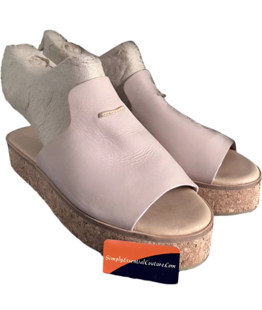 Jigsaw Pink Leather Sliders - Size UK4