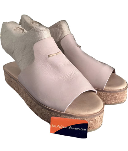 Jigsaw Pink Leather Sliders - Size UK4