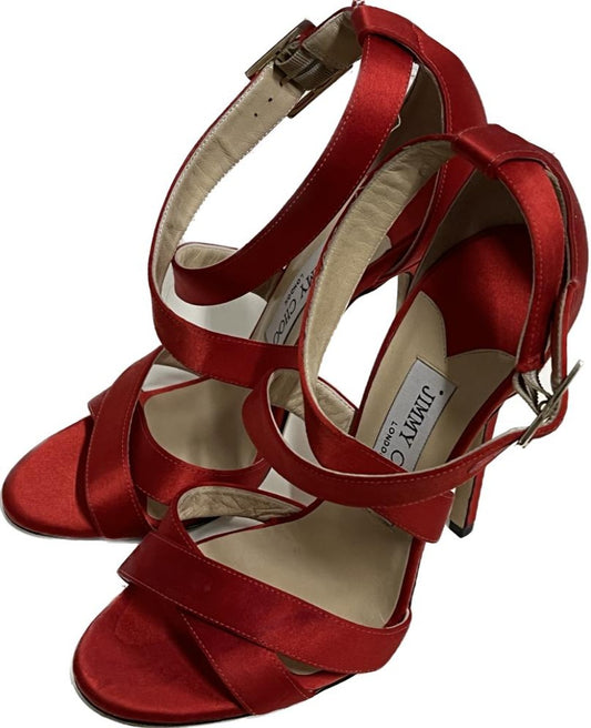 Jimmy Choo Red Satin Sandals - Size 3