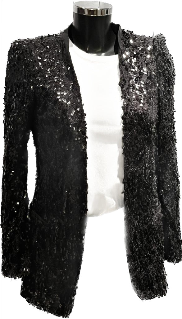 Zara Black Sequinned Jacket  - Size M