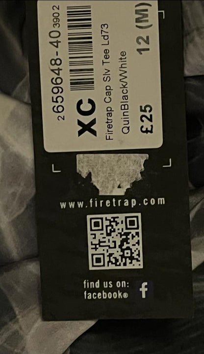 Firetrap black patterned T-shirt - Size 12 - NEW with Tags