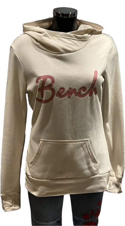 Bench Cream Hoodie with Pink Accents 
