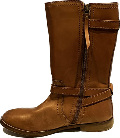 Chatham Brown Leather Boots - Zip Detail