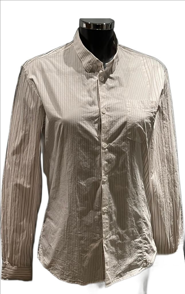 DKNY Cream & Brown Striped Shirt - Size S