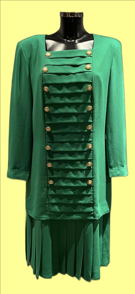 Frank Usher Vintage Green Dress Size UK12 - Pre-loved