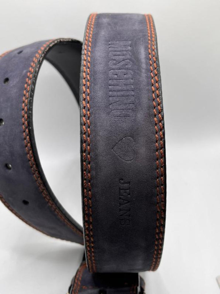 Moschino Navy Leather Belt - Up to W36 