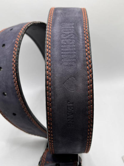 Moschino Navy Leather Belt - Up to W36 
