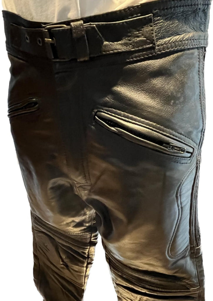 SKIN Leather Biker Trousers - Pockets on Front