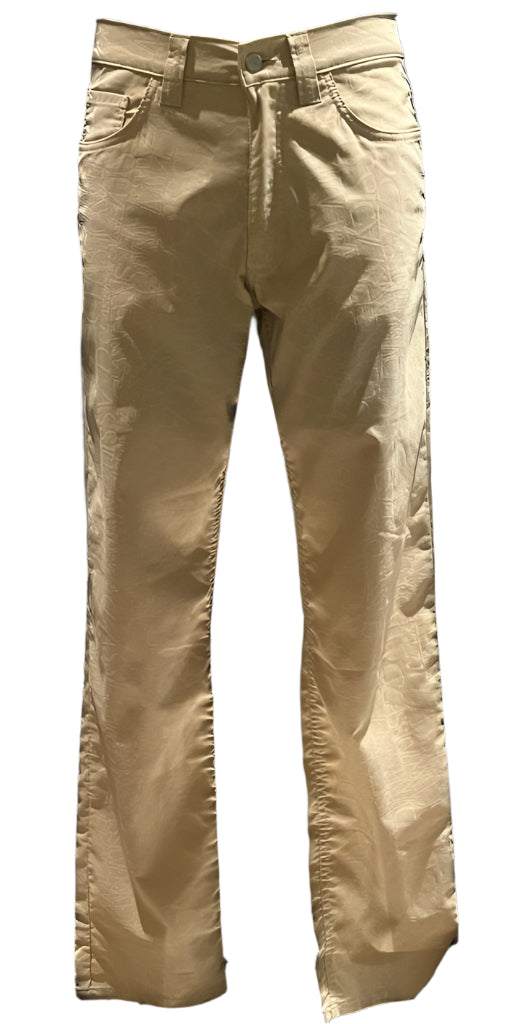 Versace Classic Embossed Cream Cotton Jeans