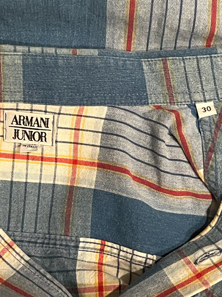 Armani Junior Blue/White Checked Shirt, Age 13 yrs - Pre-loved