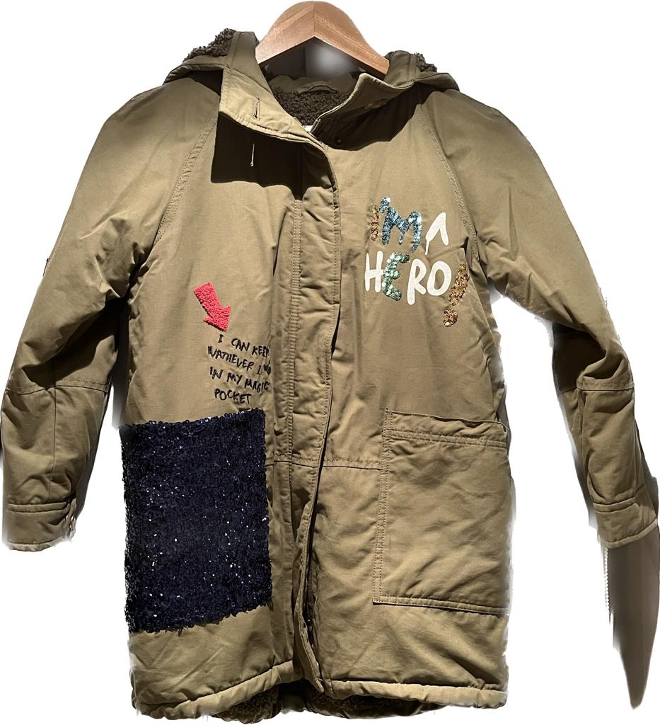 ZARA Khaki Embellished Coat - Age 9yrs