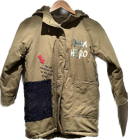 ZARA Khaki Embellished Coat - Age 9yrs