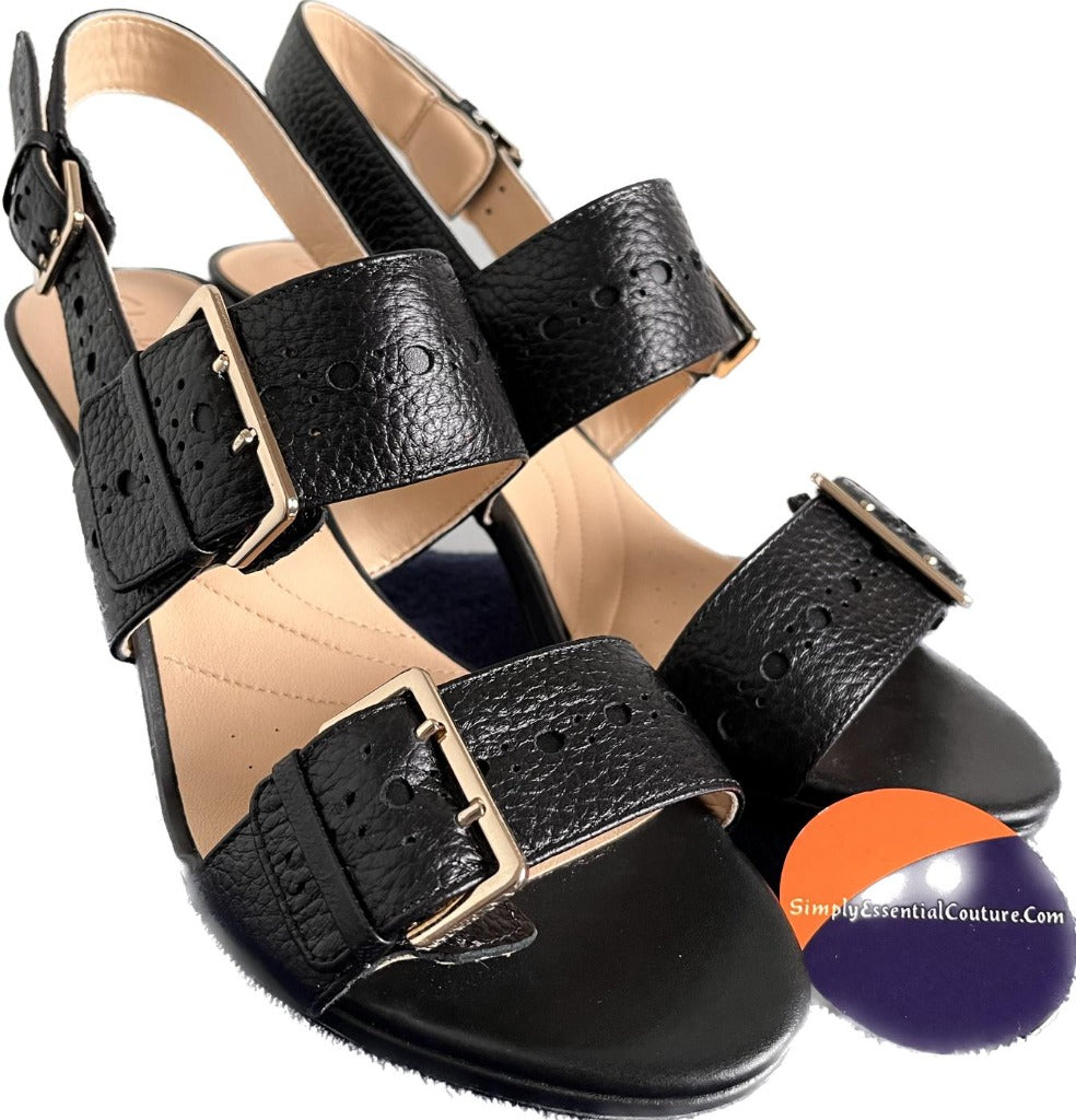 Clarks Black Leather Sandals - Size UK6D