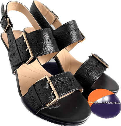 Clarks Black Leather Sandals - Size UK6D