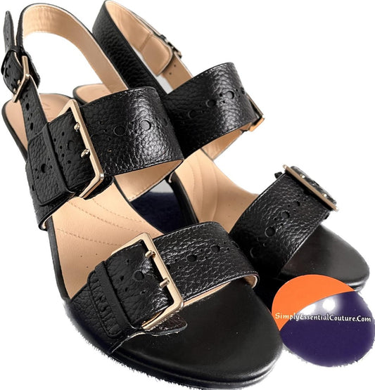 Clarks Black Leather Sandals - Size UK6D