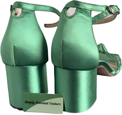 NINA Green Satin Sandals - UK5