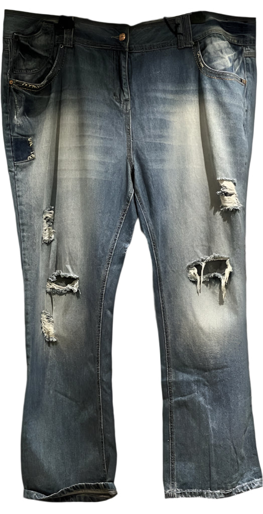 New Look Yes Yes Ripped Blue Jeans UK 24