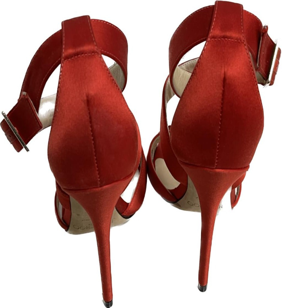 Jimmy Choo Red Satin Sandals - Size 3